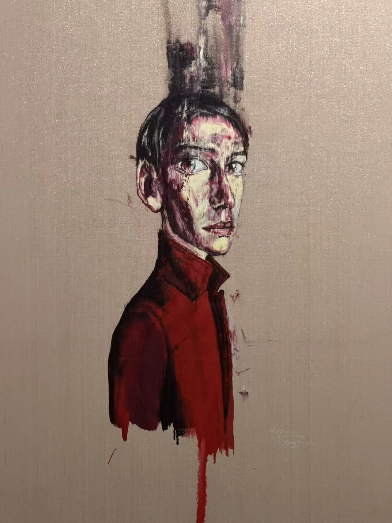 曾梵志 红衣自画像